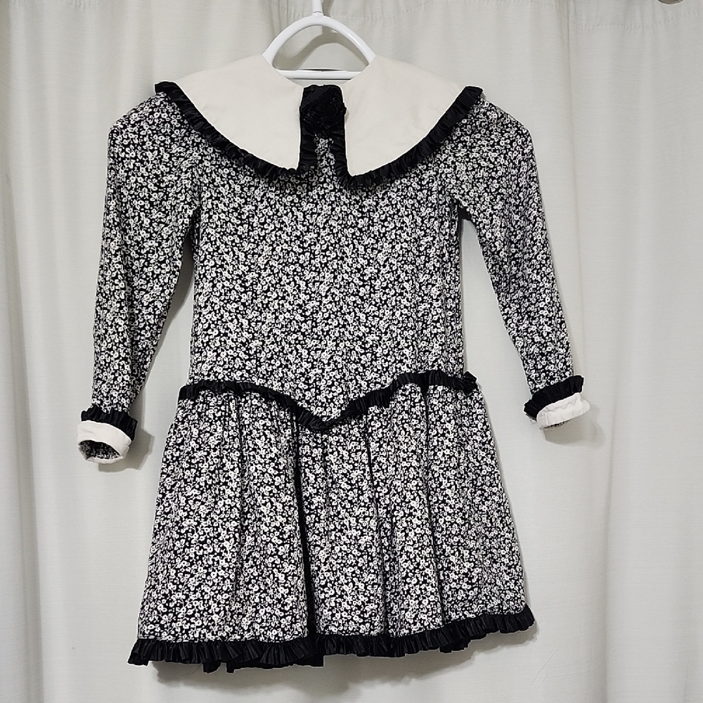 Elvira Vali Vintage Black and White Floral Kids Dress